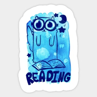 Reading Watercolor Cat Sticker